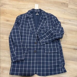 NWT A new day Navy Blue Checkered oversized women’s Blazer